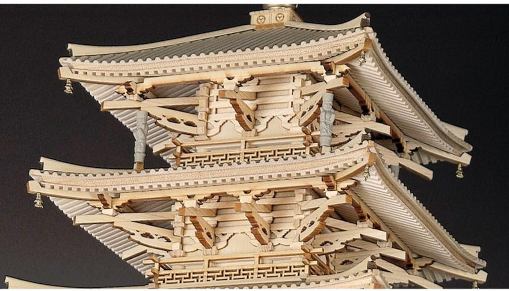 Woody Joe Temple Pagoda Wooden Model Assembly Kit 1/75 Horyu-ji Five-story (Building)