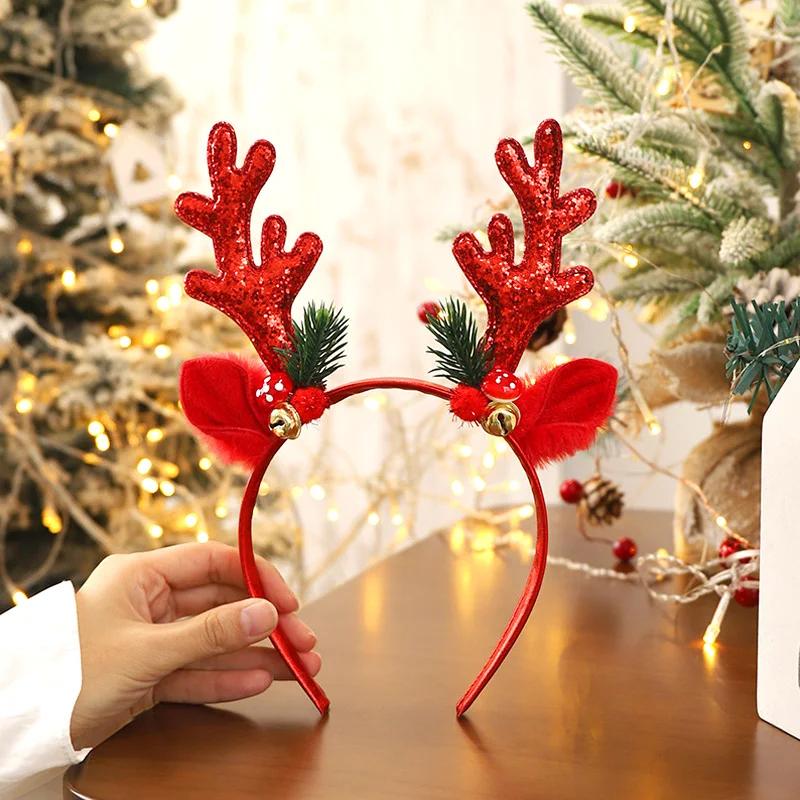 Christmas Headbands Gift Xmas Hair Accessories Cute Headband Cosplay Girls Reindeer Antlers Hairband Merry Christmas Decorations