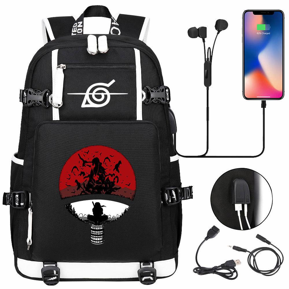 Neuer Naruto-Druck USB Teenager Schüler Schultasche Herren und Damen Freizeit Rucksack mit großer Kapazität Reise Rucksack