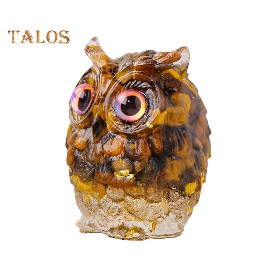 

Украшение в виде совы из натурального хрусталя, ручная работа, фигурка совы из смолы с кристальным гравием внутри, коллекционное красочное украшение в виде совы для домашнего декора, исцеления Рейки коричневый
