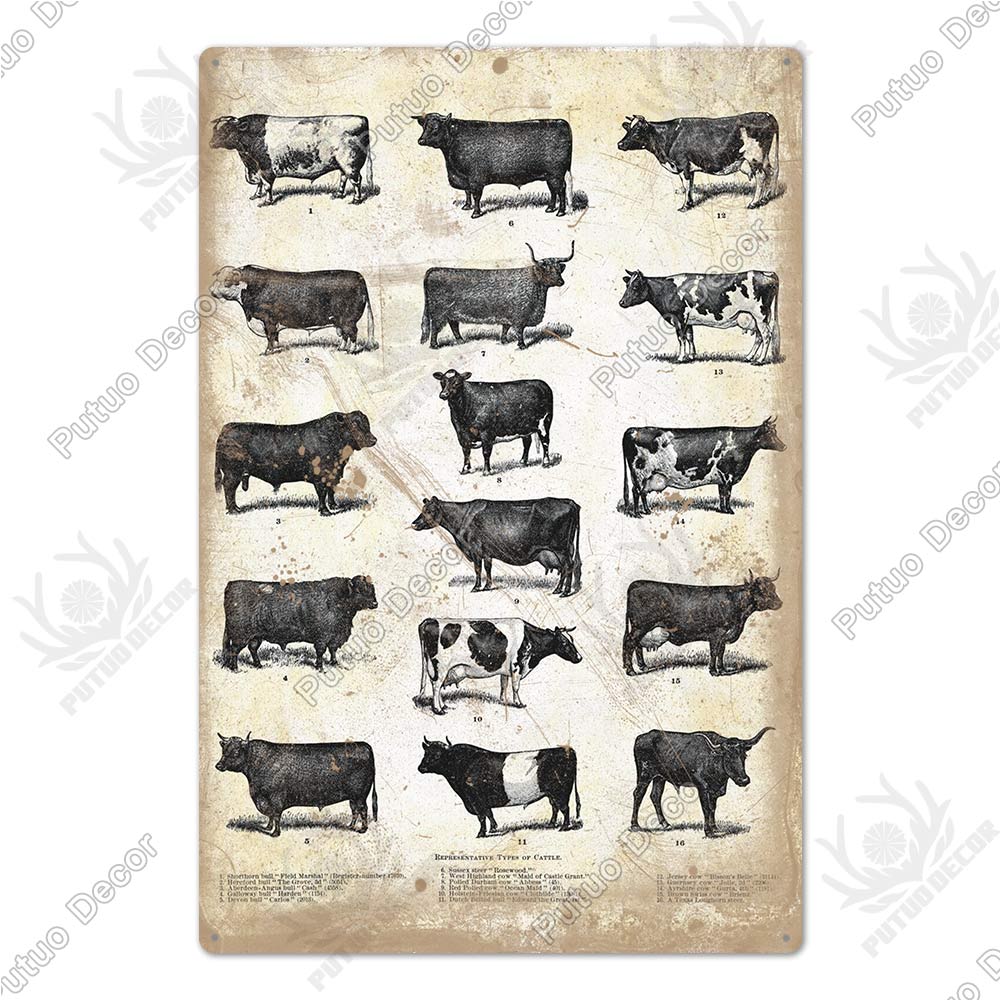 Decor Cow Vintage Tin Sign Retro Metal Sign Decorative Plaque Farm House Shop Garage Wall Decor Cow Posters