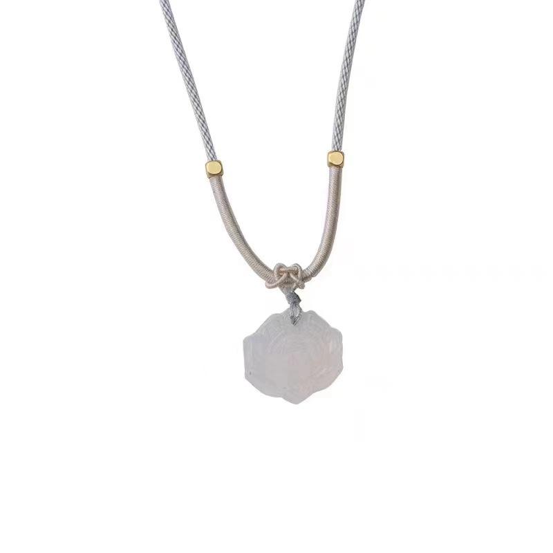 New Chinese style lotus necklace female ancient style Zen simple versatile safety buckle collarbone chain temperament woven neck chain