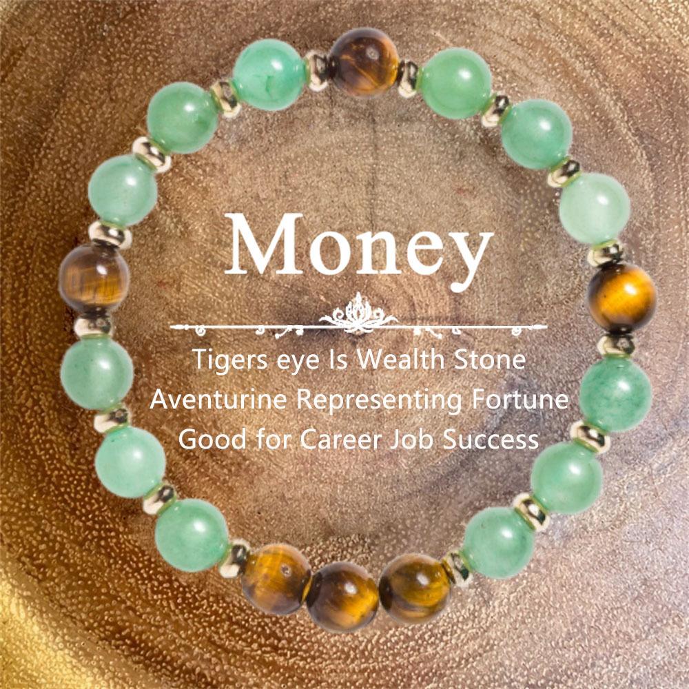 Festive Gifts Green Aventurine Tiger Eye Beaded Bracelet Natural Fashion Jewelry For Men Women Daily Wear Gift