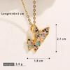 Korean Style Butterfly Pendant Necklace: Women's Colorful Zircon & Copper Jewelry, Non-Fading, Hot Selling Trend.