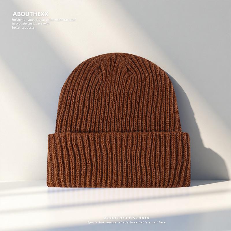 

Шапка Женская Осенне-Зимняя Мода Однотонная Свободная Вязаная Шапка Мужская Утолщенная Шерстяная Шапка Зимняя Теплая Защита Ушей Холодная Шапка M（56-58cm）