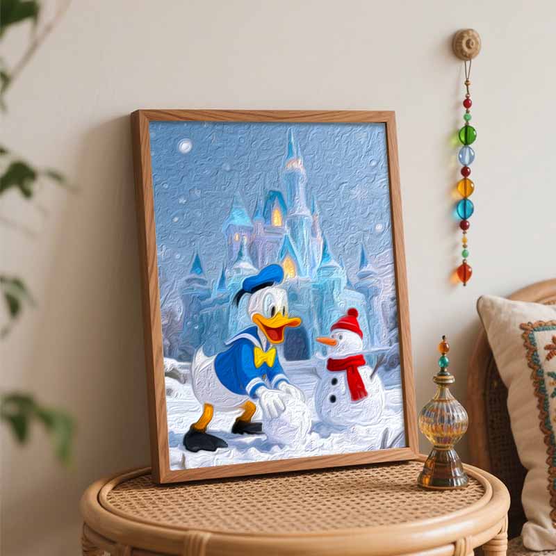 Disney Donald Duck Winter Castle Digital Oil Painting Art Kit Handmade Coloring Painting Home Decor