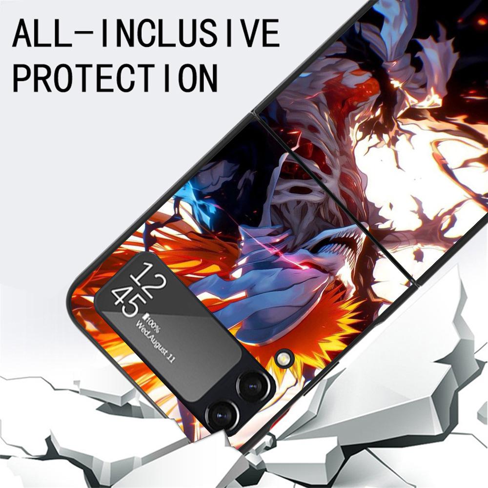 Kurosaki Ichigo Bleach Black Phone Case For Samsung ZFlip7 ZFlip6 ZFlip5 ZFlip4 ZFlip3 5G Hard Protective Galaxy Z Flip 3 4 5 6
