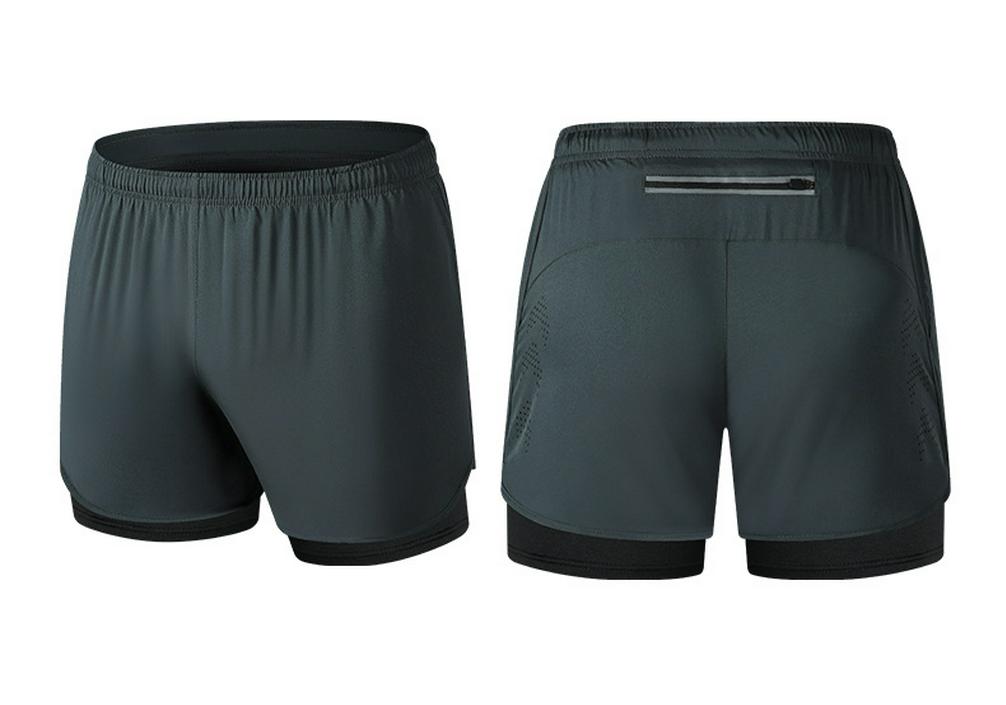 Herren-Zwei-in-Eins-Laufshorts mit Schnelltrocknung und Anti-Exposure-Futter