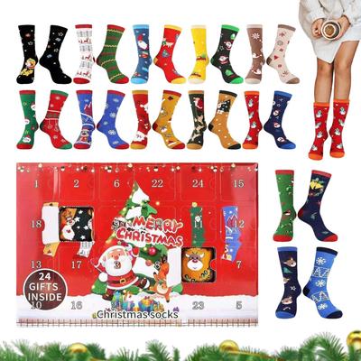 Weihnachts-Baumwollsocken Countdown-Kalender 24-Tage Advents-Countdown-Kalender Mit Socken Für Familientreffen Freunde Jugendliche