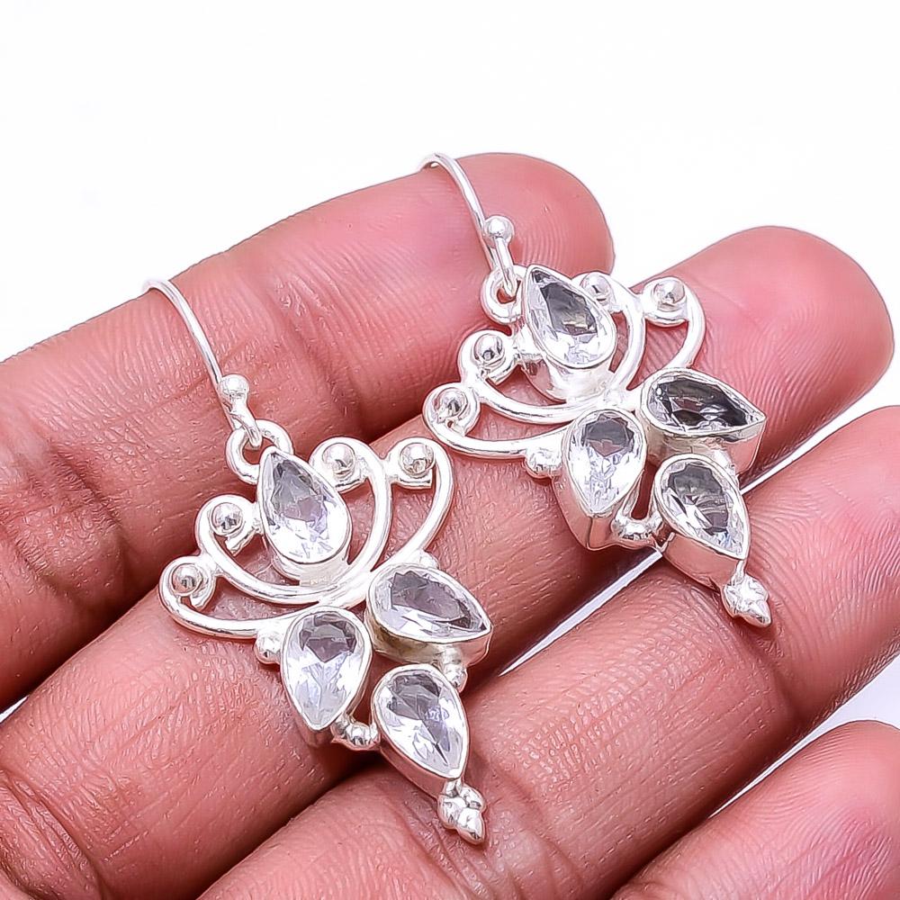 

Серьги из стерлингового серебра 925 пробы с белым топазом, 1,95 дюйма, E10