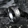 Fashion 8mm Silver Color Stainless Steel Rings For Men Hammered Hexagon Pattern Men Engagement Ring Anniversary Jewelry Gifts