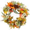 Harvest Wreath With Pumpkins Berries Vine Circle Halloween Thanksgiving Door Decor