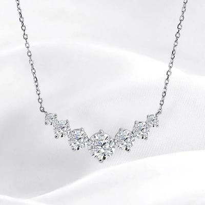New 1.7-5CTTW All Moissanite Necklace for Women Smile Princesses Sparkling Diamond Pendant S925 Sterling Silver Plated PT950