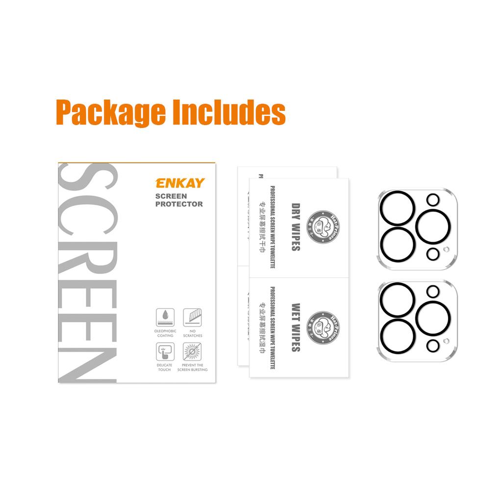 ENKAY HAT PRINCE 2Pcs For iPhone 15 Pro/15 Pro Max Camera Lens Protector HD Tempered Glass Rear Lens Film