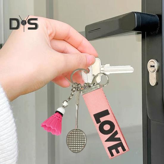 Mini Badminton Keychain Badminton Racket Backpack Accessory Sports Keyring Gifts for Badminton Lover Players