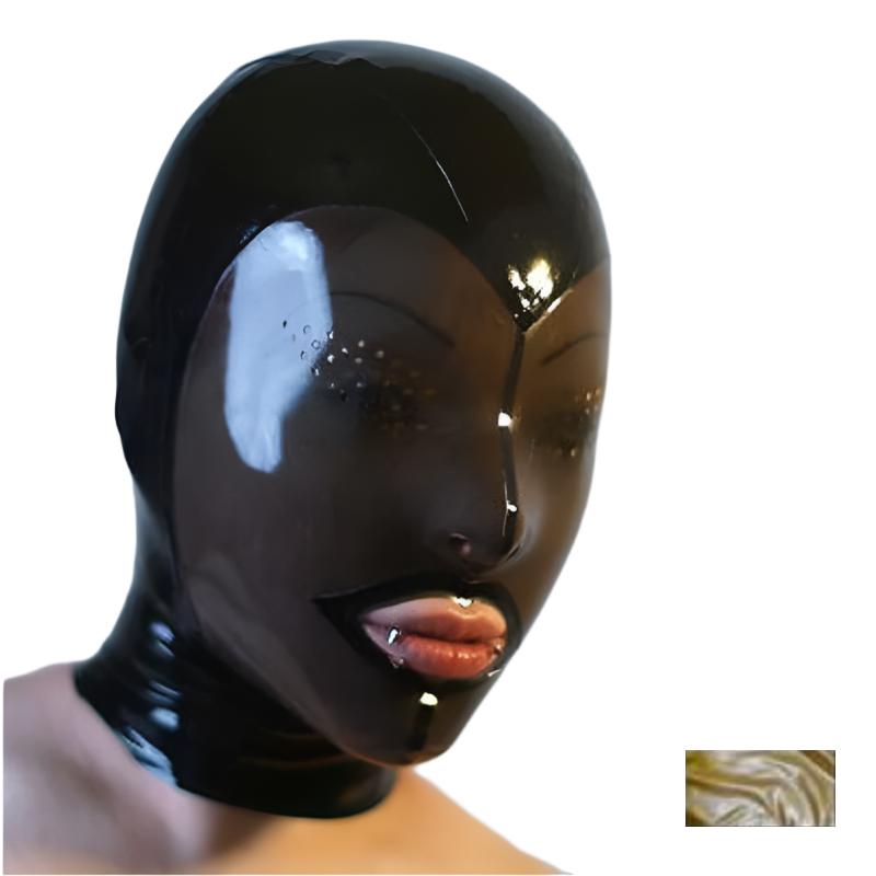 Fetish Mask With Back Zip Transparent Black Face Hood Latex Hoods