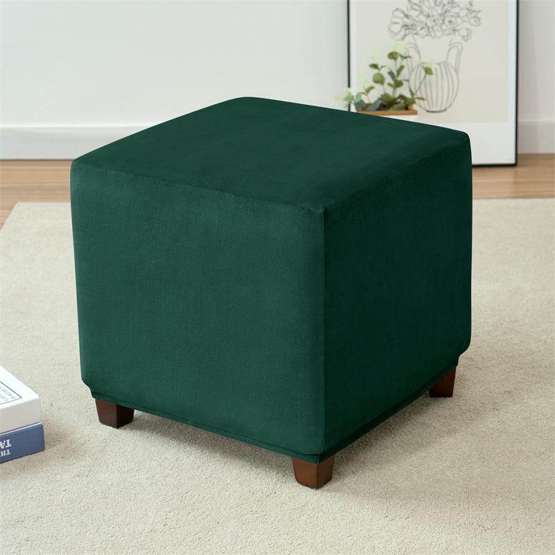 1 Stück Weicher Samt Ottoman Hockerbezug S/M/L Einfarbig Elastischer Fußstützenüberzug Abnehmbarer Hockerschutz für Wohnzimmer