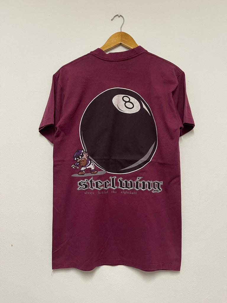 Vintage 90s Stellwing “Eightball T-Shirt / Skate Surf / Streetwear Brand / Modern Streetwear / Maroon / M