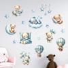 Bear Good Night Hot Air Balloon Wall Sticker Self Adhesive Waterproof Nursery Kids Room Decor Wall Art Painting for Living Room Bedroom