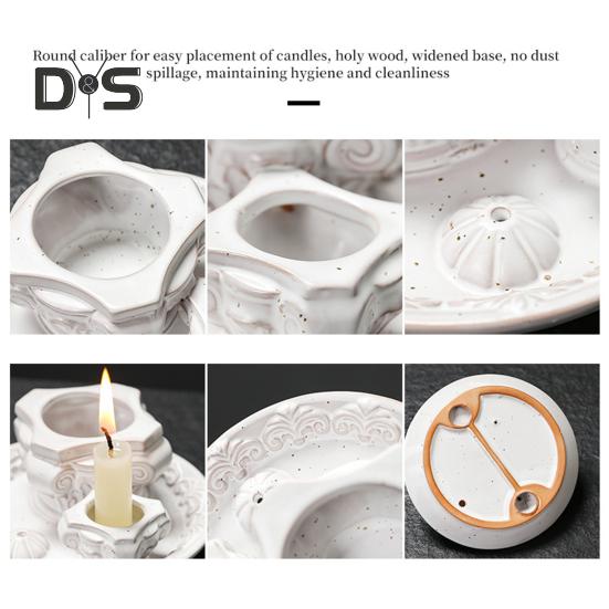 Palo Santo-Stäbchenhalter, Keramik-Kerzenhalter, 4-in-1-Räuchergefäß, Salvia-Halter für Palo Santo-Räucherstäbchen, Meditation, Yoga, Raumdekoration