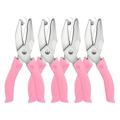 2025 Trend Handheld Hole Paper Punch Kit 4 Pcs Single Hole Punch Round Heart Star Punch Rubber Handled