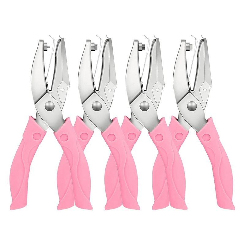 

2025 Trend Handheld Hole Paper Punch Kit 4 Pcs Single Hole Punch Round Heart Star Punch Rubber Handled розовый