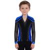 Boys V Neck Long Sleeve Shiny Metallic Color Block Figure Skating Top