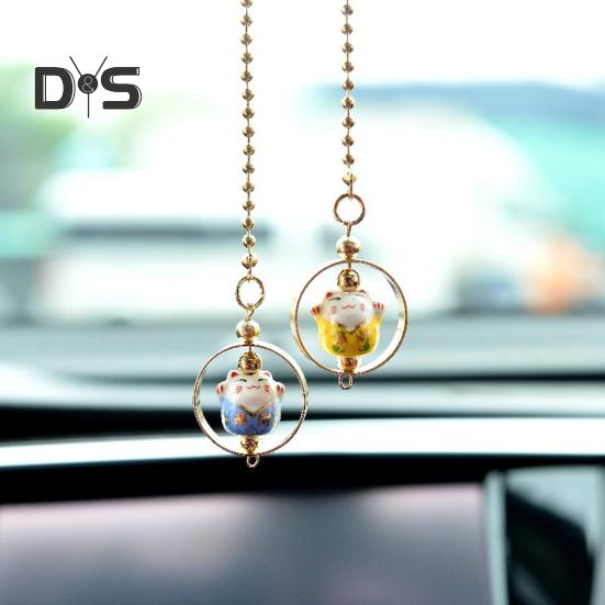 Rearview Mirror Pendant Car Interior Hanging Accessories Easy To Hang Adorable Appearance Lucky Cat Hanging Decoration