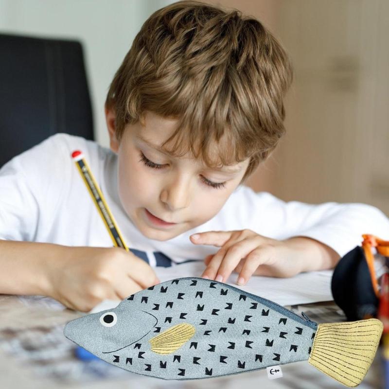 Novelty Fish Pencil Case Multipurpose Pen Pouches Large Capacity Pencil Organiser Storage Bag For Students Adult Kid