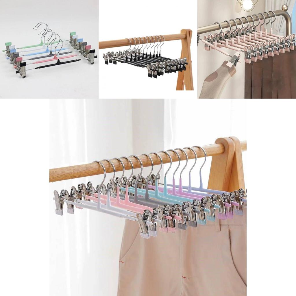 Standard Wardrobe Pants Hanger With Non Slip Stainless Steel Clips For Home Storage And Organization