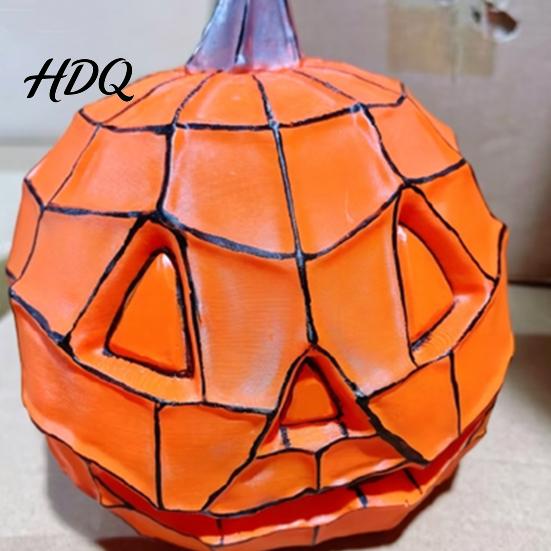 Festive Halloween Lamp Stained Glass Pumpkin Lamp Bedside Table Orange Durable Lantern Accent Night Light for Indoor Home Holiday Party Decor Yard