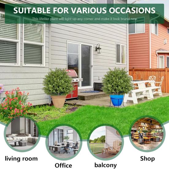 Artificial Boxwood Topiary Ball Tree with Ground Stake UV Resistant Weather-proof Faux Greenery Shrubs Outdoor Garden Porch Patio Fake Boxwood