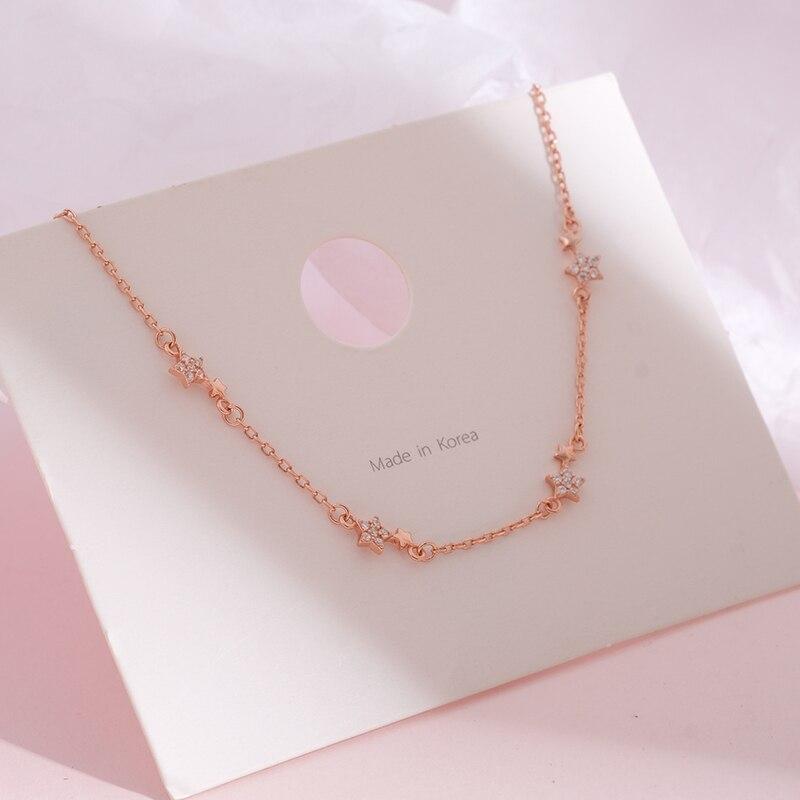 925 Sterling Silver Star Bracelet For Women Dainty Pave Zircon Link Chain Bracelet Gift New Wholesale