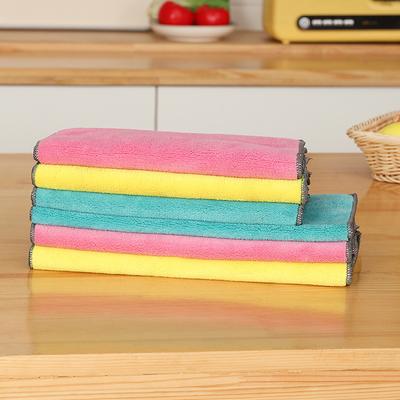 Coral Fleece Double-sided Dual-color Composite Square Towel High-density Car Wash and Cleaning Towel Thickened Fiber Absorbent Cleaning Cloth