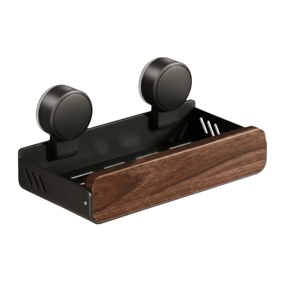 

Mid-Century Modern Wall Mounted Organizer Walnut Finish Bathroom Storage Rack Vanity Single layer