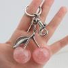 Elegant Crystal Cherrys Shaped Keychain Stylish Woven Charm Pendant Accessory for Fashionable Women Ladies Daily Use