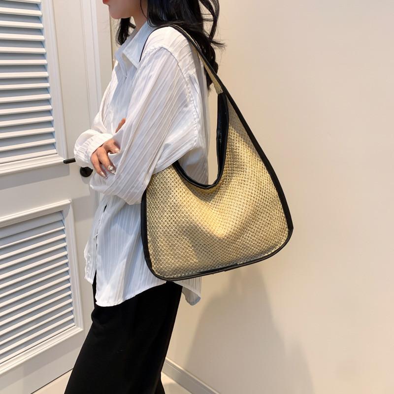 2024 New Spring Weave Bag Large Capacity Tote Bag Women's Casual Chic Shoulder Bag