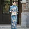 Elegant Vintage-Inspired Long Sleeve Cheongsam Dress Women Fall Slim Fit High-End Retro Style