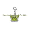 Small Glitter Dog Paw Print Pendant - Zinc Alloy Pet ID Tag (17x18mm)