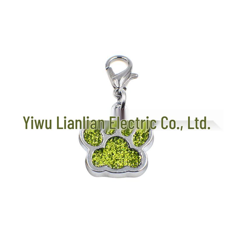 Small Glitter Dog Paw Print Pendant - Zinc Alloy Pet ID Tag (17x18mm)