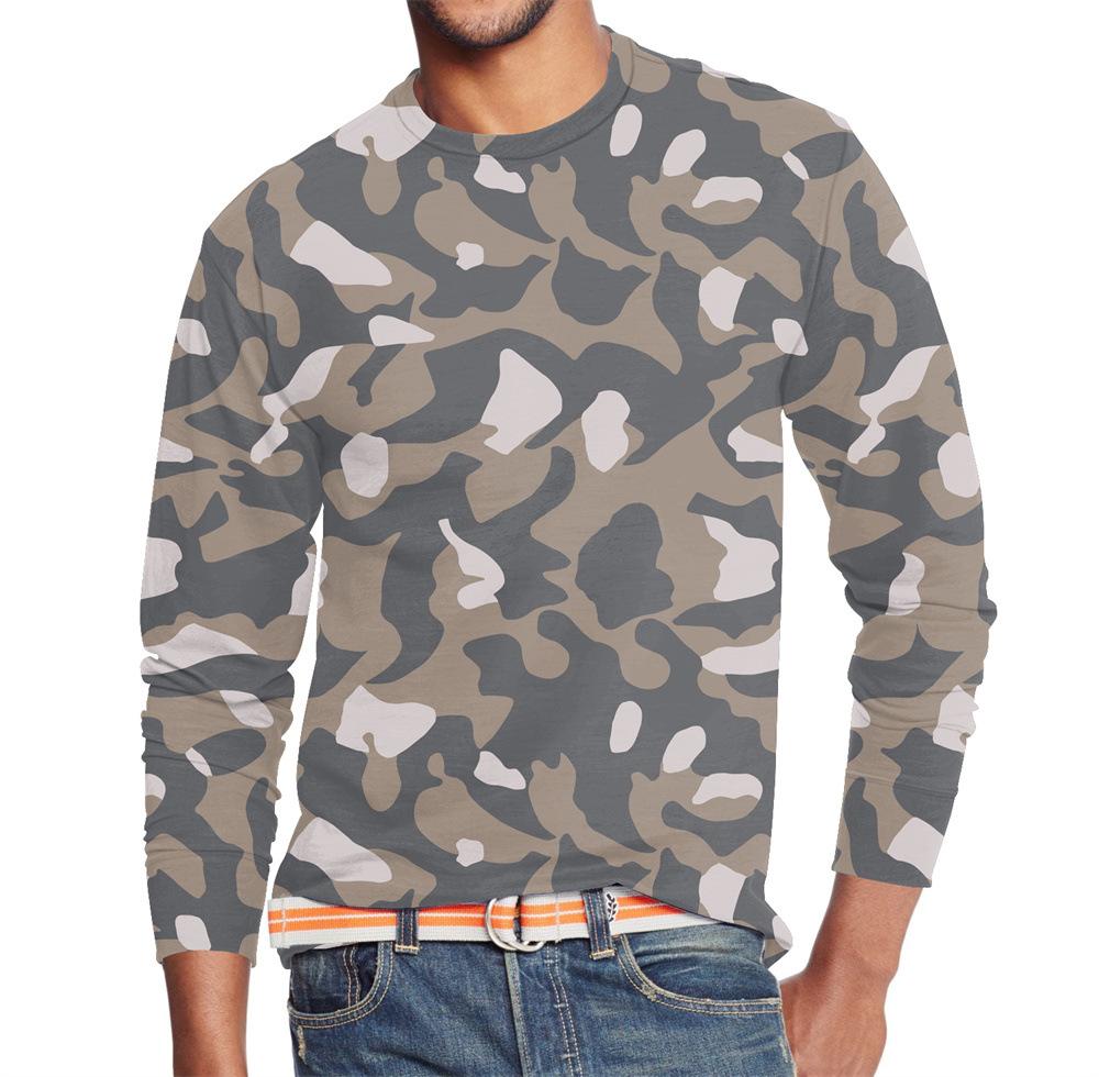 Men's Summer Long Sleeve Outdoors Camouflage Colorful Print T-Shirt Top Men Streetwear Clothing Long Sleeve T-Shirt Women's Pullover
