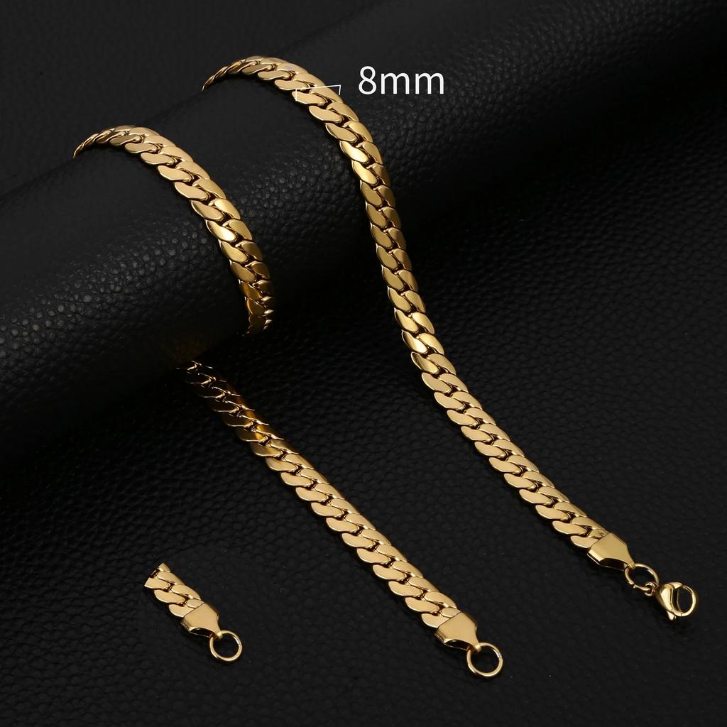 3-8MM Width Stainless Steel Chain Necklace For Men Women Gold Color High Quality Waterproof Choker Hip Hop Jewelry Gift