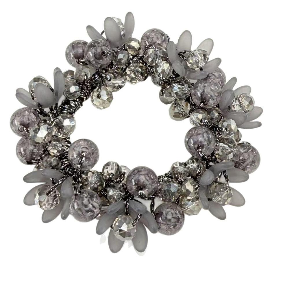 Retro Kwiatowy Kryształowy Gumka do Włosów - Wysoka Elastyczność, Prosty i Elegancki Dodatek do Włosów