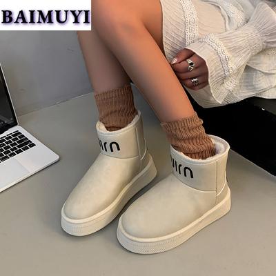 Fur Warm Cotton Shoes Women Flats Platform Ankle Snow Boots Woman 2025 Classic Brand Winter Plush Cozy Casual Waterproof Botas
