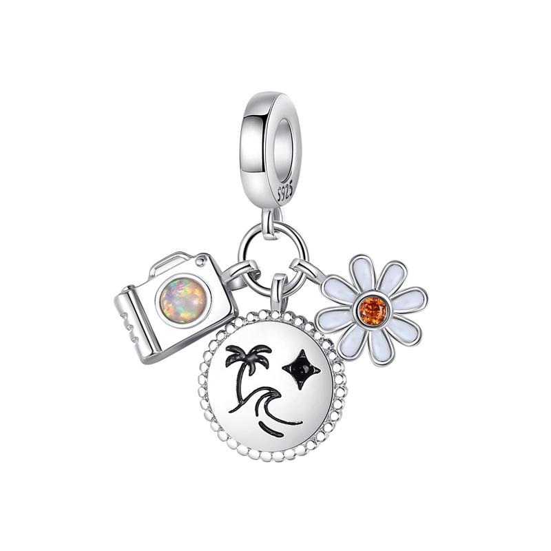 Шармы Оригинальная Медь Путешествия Камера Цветок Подвеска Бусины Подходят Браслет DIY Тонкий Подарок Женщины Изящные Украшения