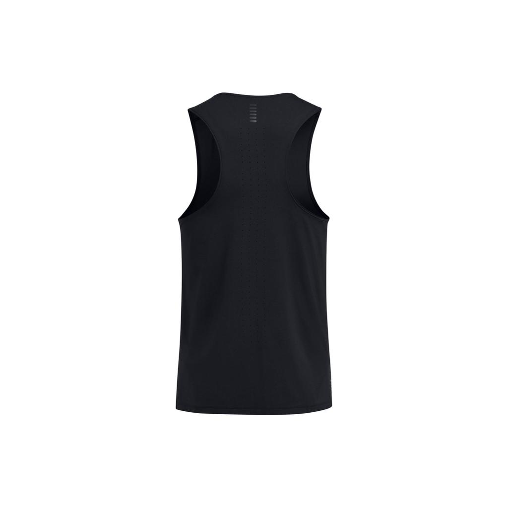 Under Armour UA Launch Elite Solid Logo Slim Fit Moisture Wicking Cool Round Neck Sleeveless Tank Top Men Tops Black 1382608-001