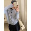 Womens 100% Wool Ruffle Knit Cardigan Petite Early Fall Soft Sweater Puyuan Top