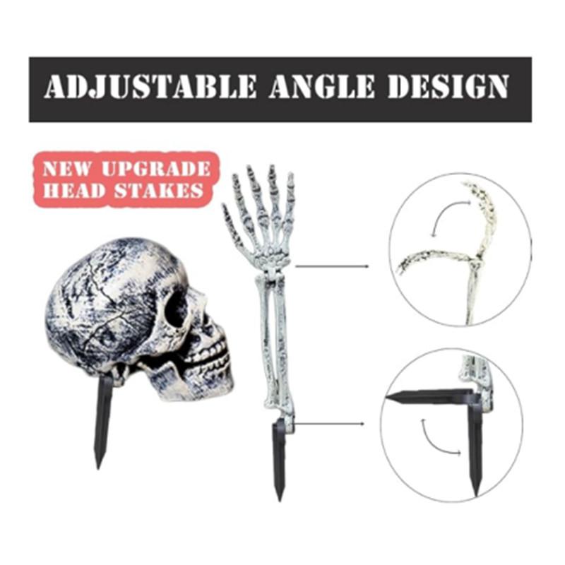 Realistic Skeleton Stakes Halloween Decorations Outdoor for Lawn Garden Zombie Hands and Skull Set for Outdoor Yard Graveyard Scene