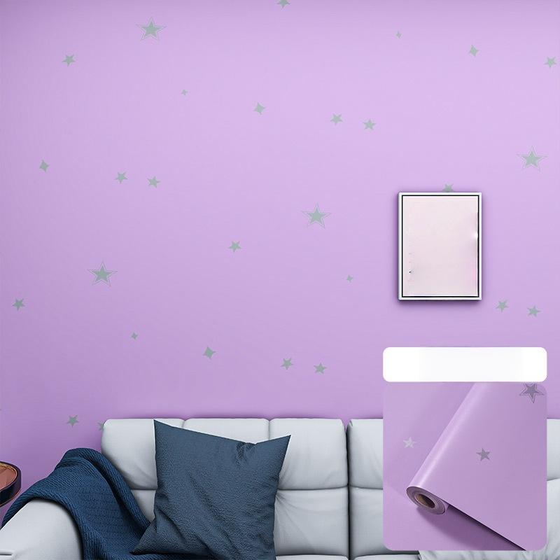 1pc 5m Bedroom Self-adhesive Wallpaper with Grid Star Pattern, Waterproof and Moisture-proof, Suitable for Dormitory Renovation