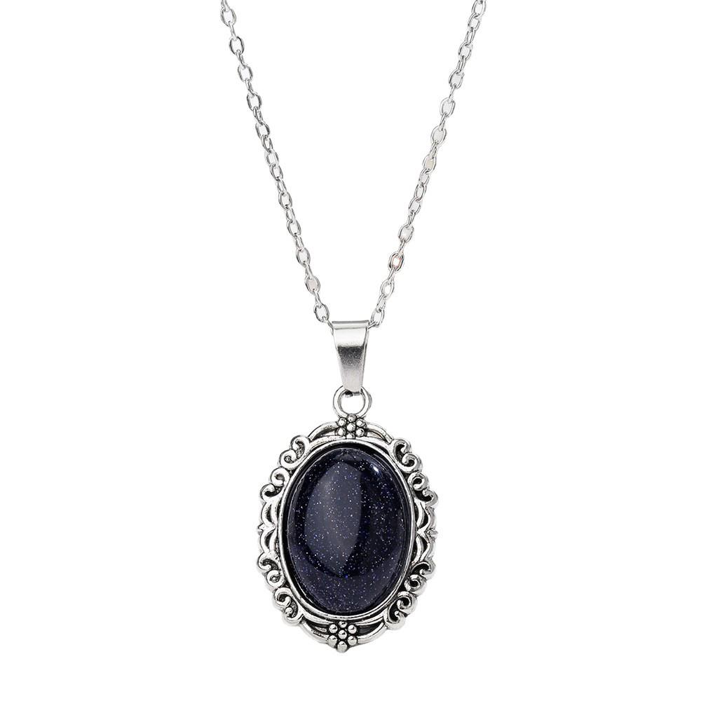 Colier cu pandantiv oval din cristal alb natural - Bijuterii boeme pentru yoga